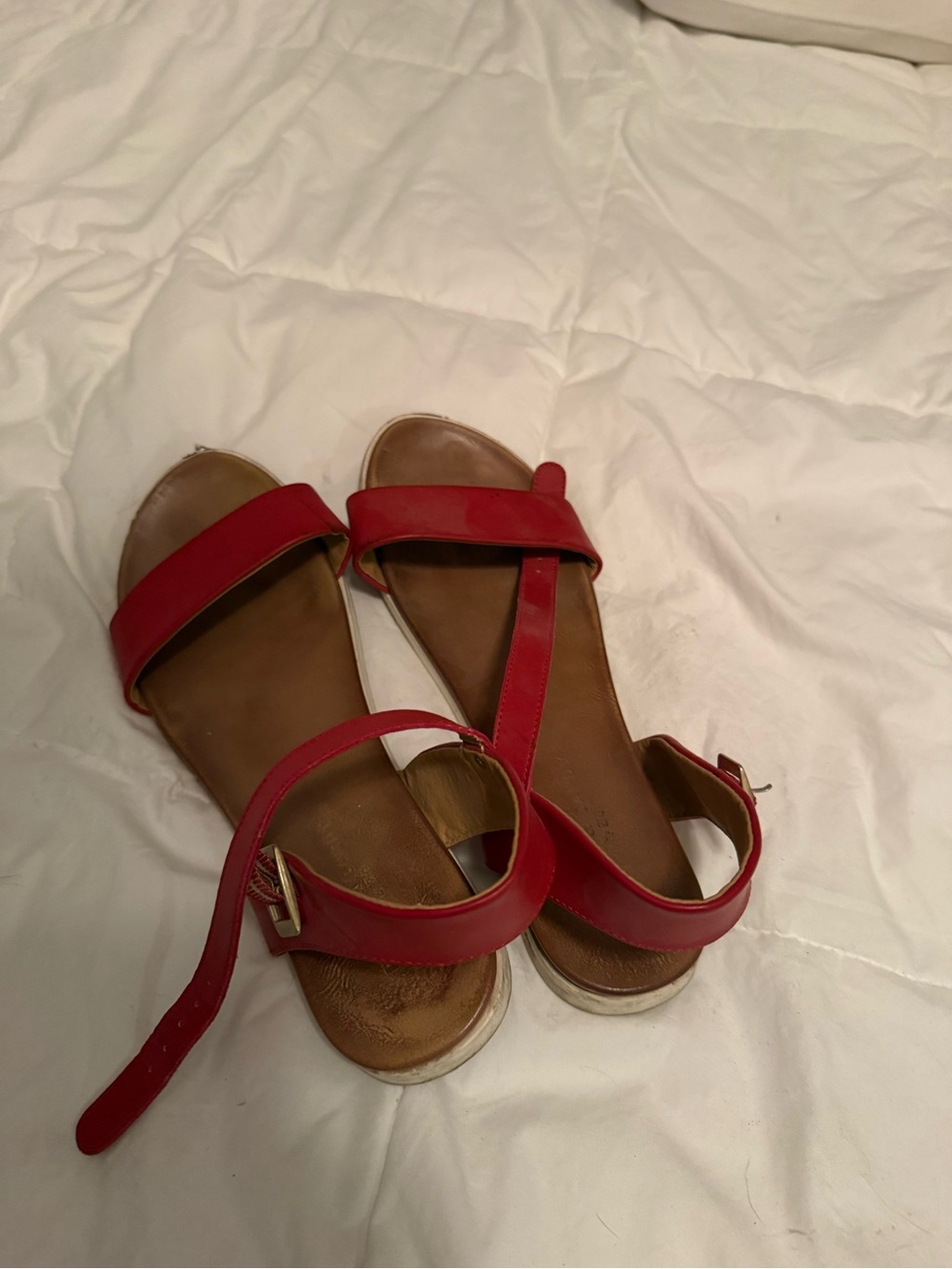 Women's Red Strappy Slingback Sandals - Picture 2 of 3